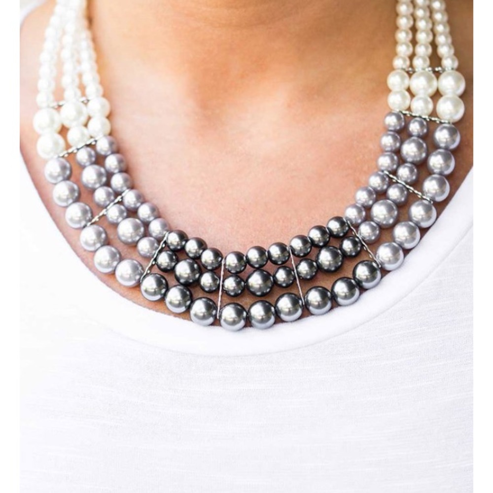 SOLD Silver and white pearl necklace/earrings set.